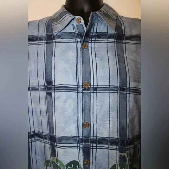 Tommy Bahama 100% Silk Short Sleeve Tropical Palm Tree Button Down Shirt Large - Picture 4 of 12